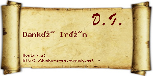 Dankó Irén névjegykártya